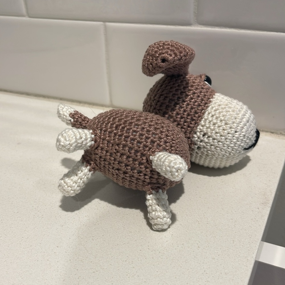 Handcrafted Basset Hound Crochet Amigurumi Figure Toy Dog Puppy Decor - Picture 9 of 11